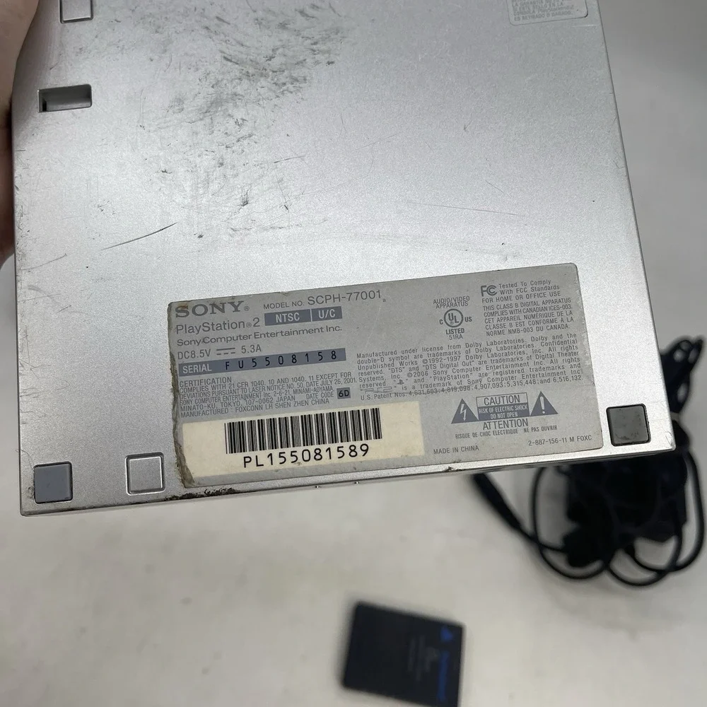 Sony PlayStation 2 PS2 Slim Silver Console SCPH-79001 Working Mem Card, Cords